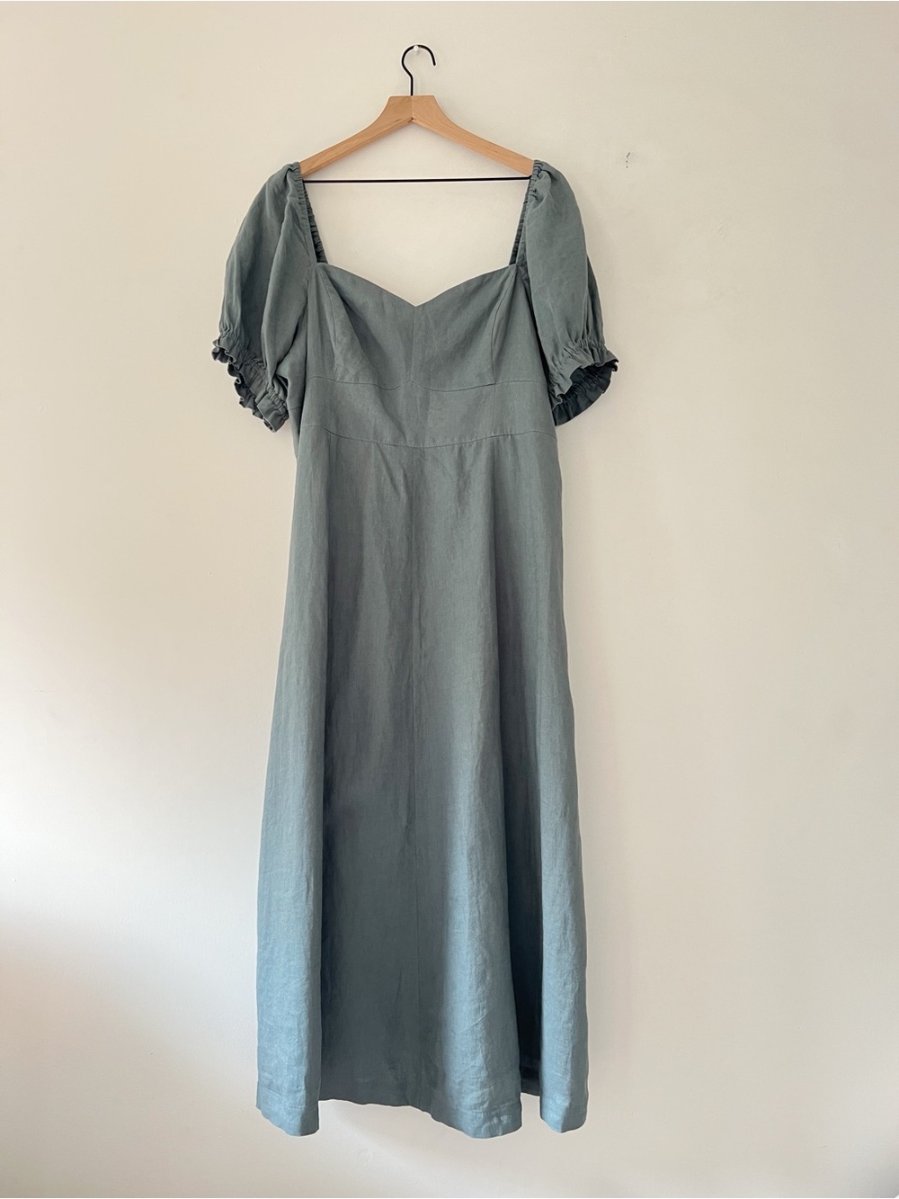 Boden linen sweetheart neck midi dress puff sleeve prairie cottagecore 16 - Picture 5 of 13
